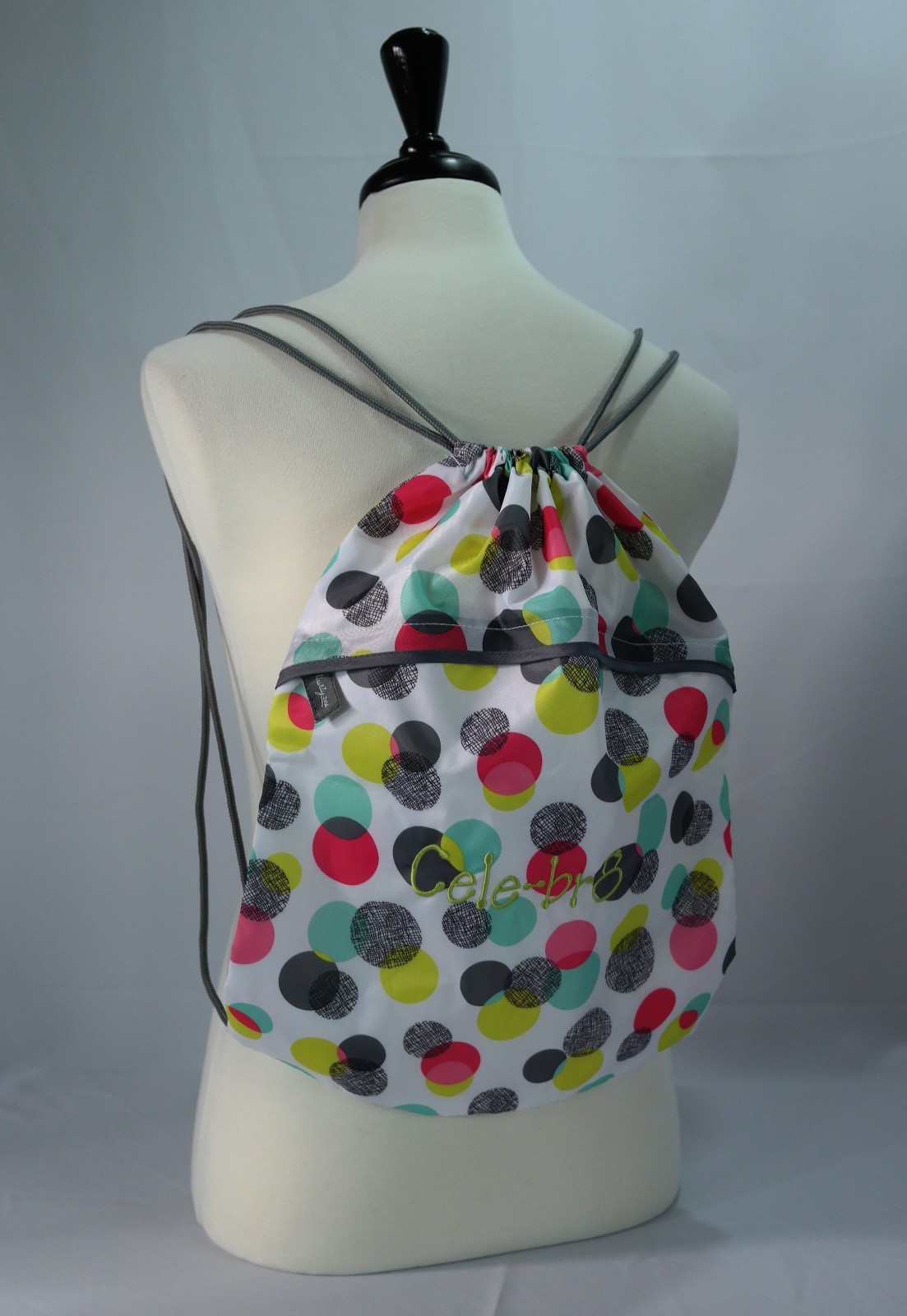 NWOT – Thirty-One Cinch Sac Backpack #3039 “Celebr8” Embroidery – Punch Bowl