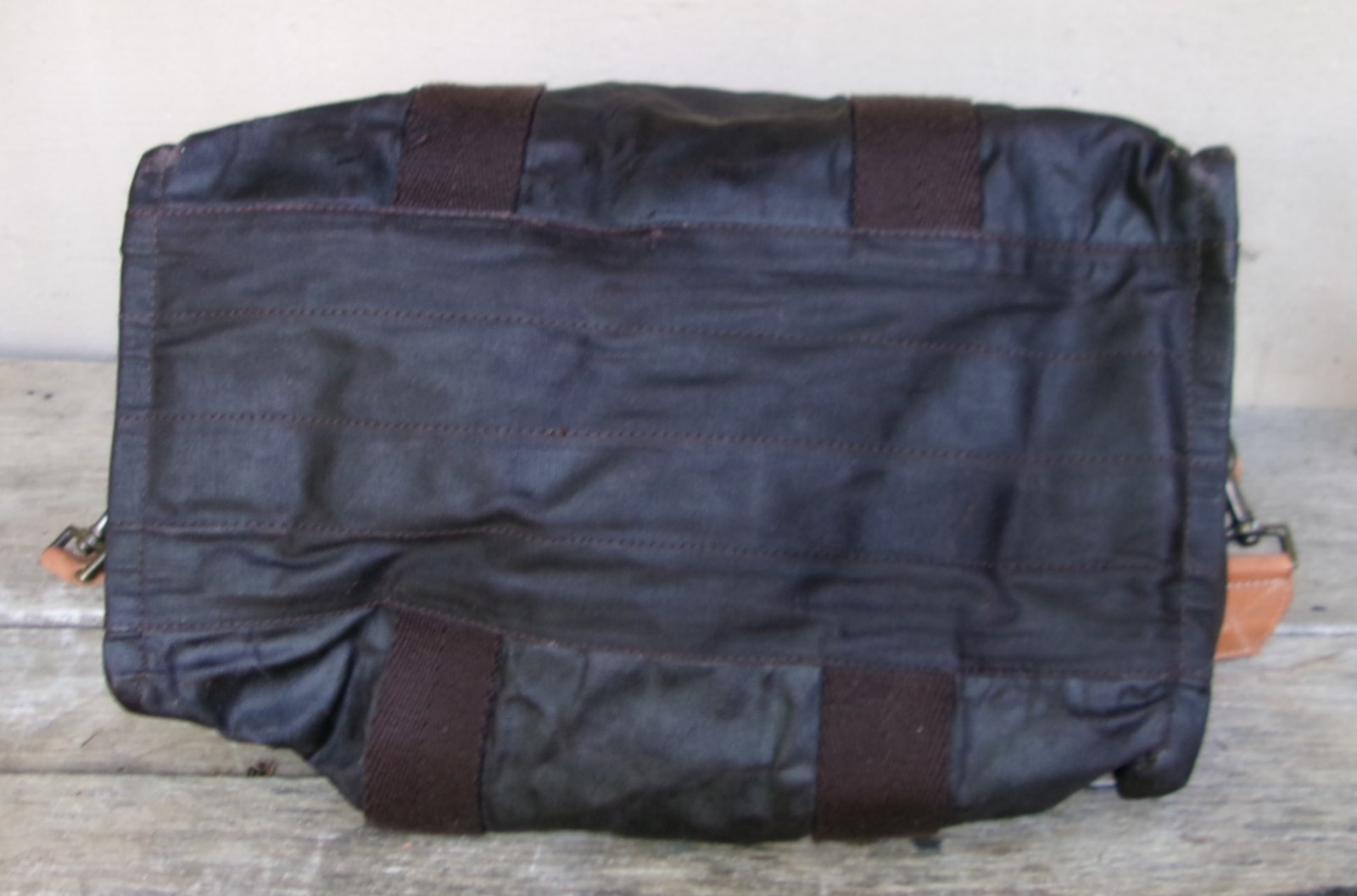 WILL Leather Goods Wax Coated Canvas Duffle Bag Leather Trim 10″ x 14″ x 19″
