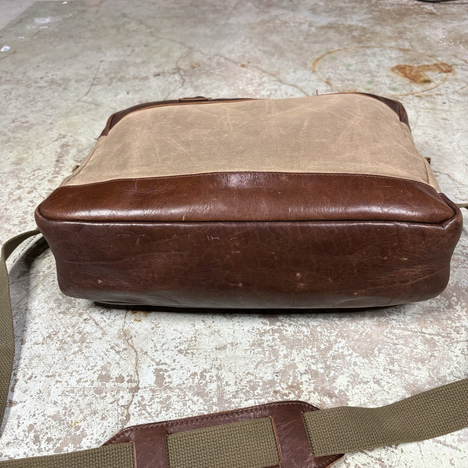 BILLYKIRK x J. Crew Style No. 237FTN Leather And Canvas Laptop Bag Green/Brown