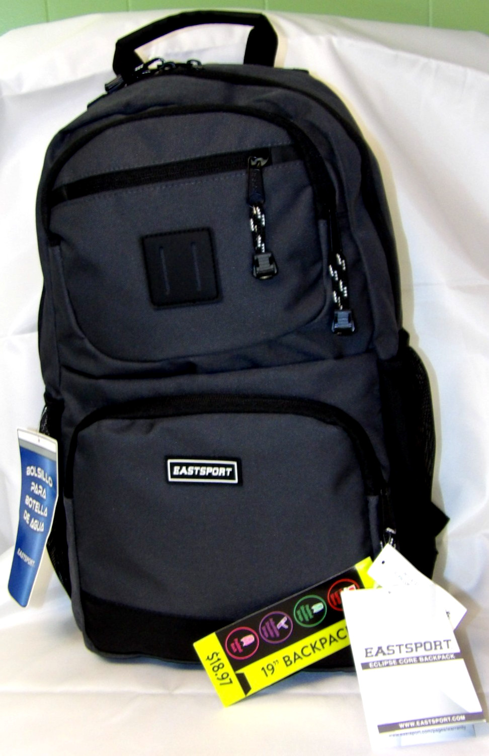 Eastsport• 19″• Eclipse Core Backpack• Dark Grey• New With Tags!•