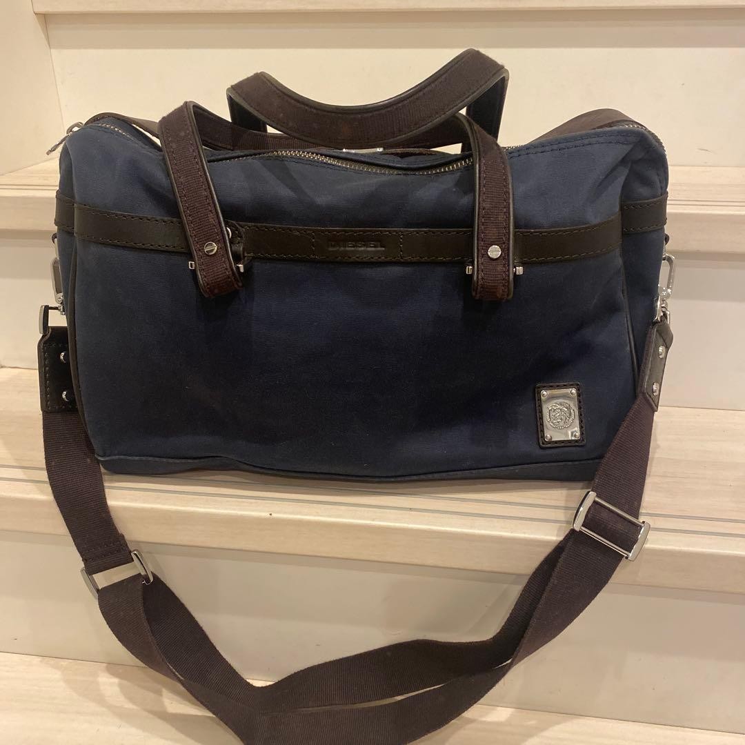 Diesel Men 2Way Handbag Shoulder Bag Navy 43x25x17cm Luxury Stylish Casual Italy