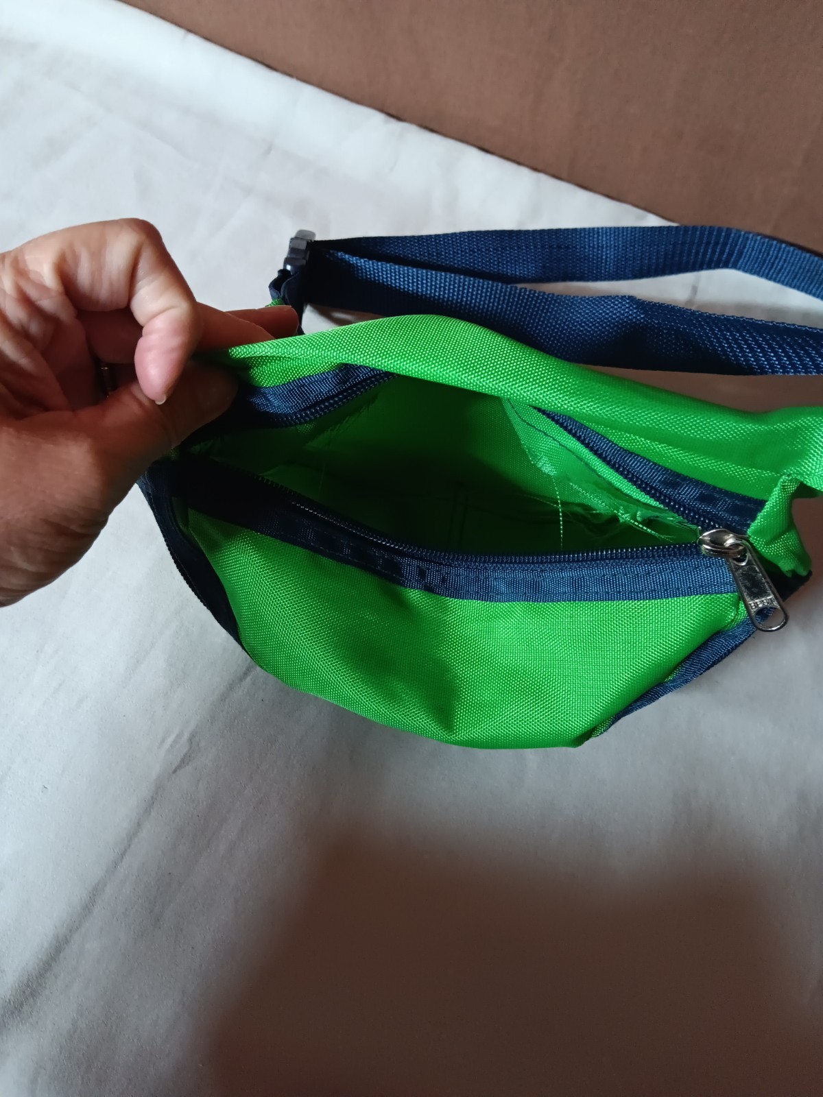 Vintage Classic Bugle Boy Fanny Pack Green Nylon Blue Trim Diamond Logo