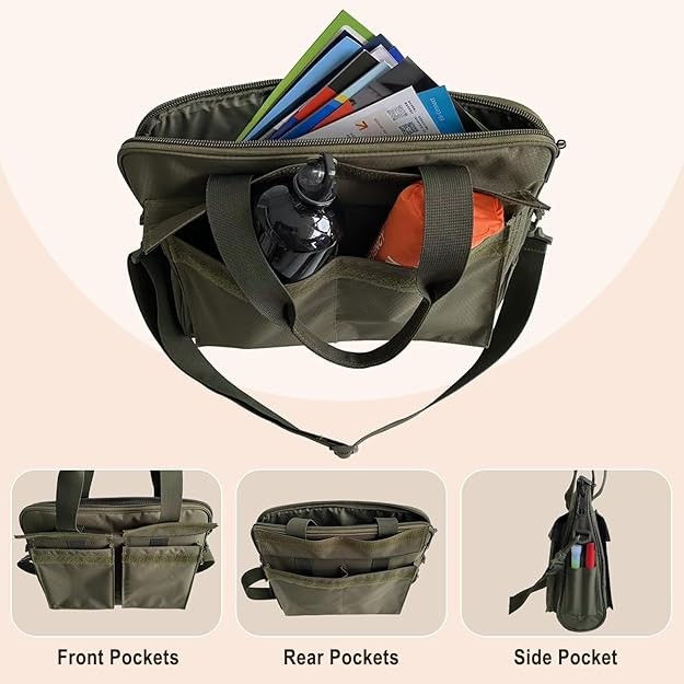 Tactical Messenger Bag, Flyers Helmet Crossbody Briefcase, Olive Green