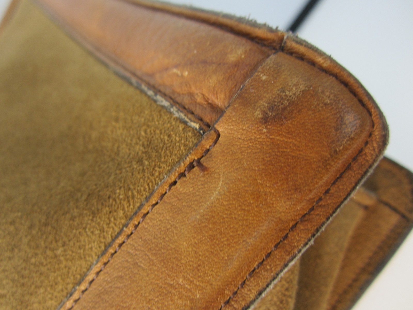 Vtg London Harness Co Boston Brown Tan Leather Suede Brief Case Handle Bag