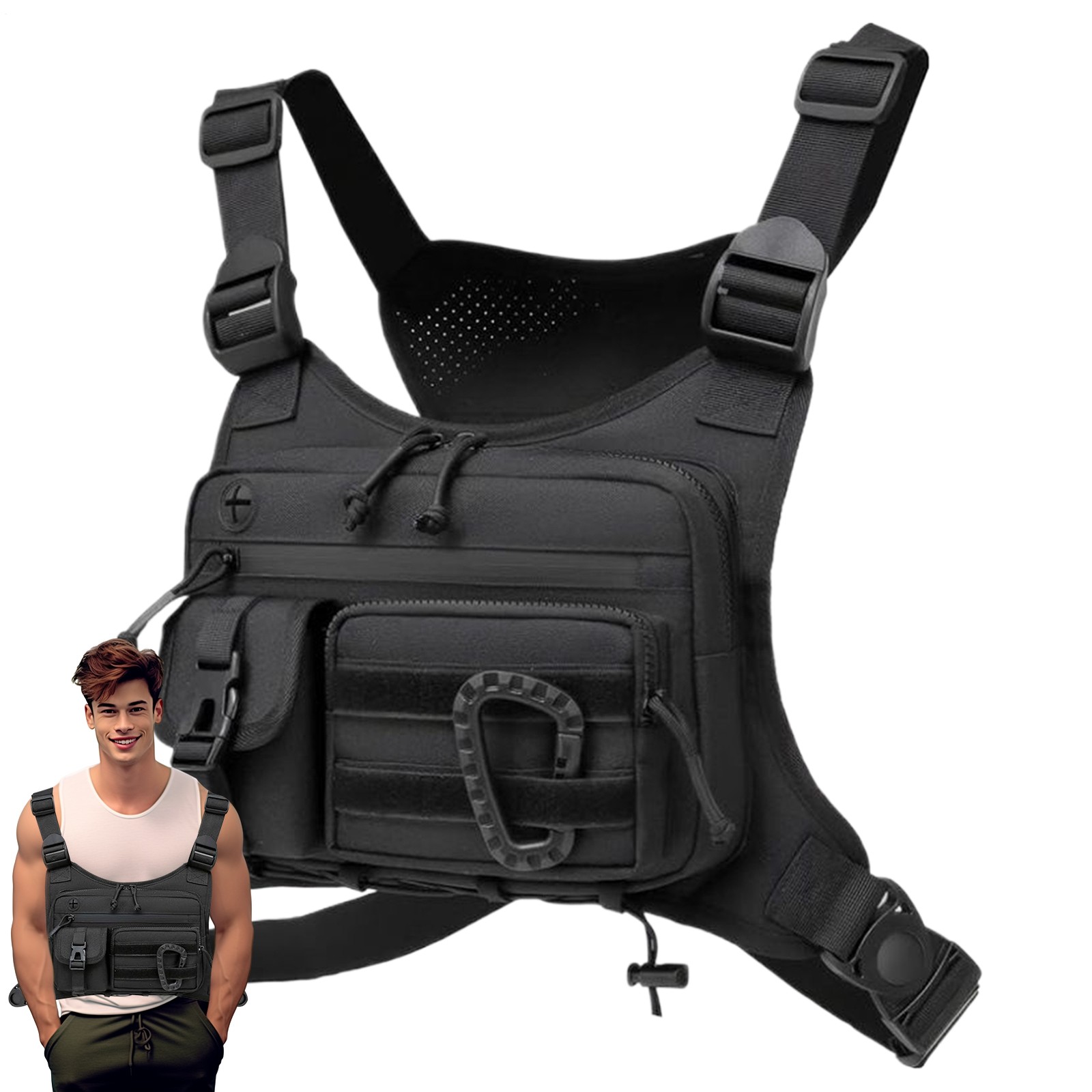 Sport Tactical Combat Chest Rig Bag Front Pouch Recon Kit Pack Protective Vest