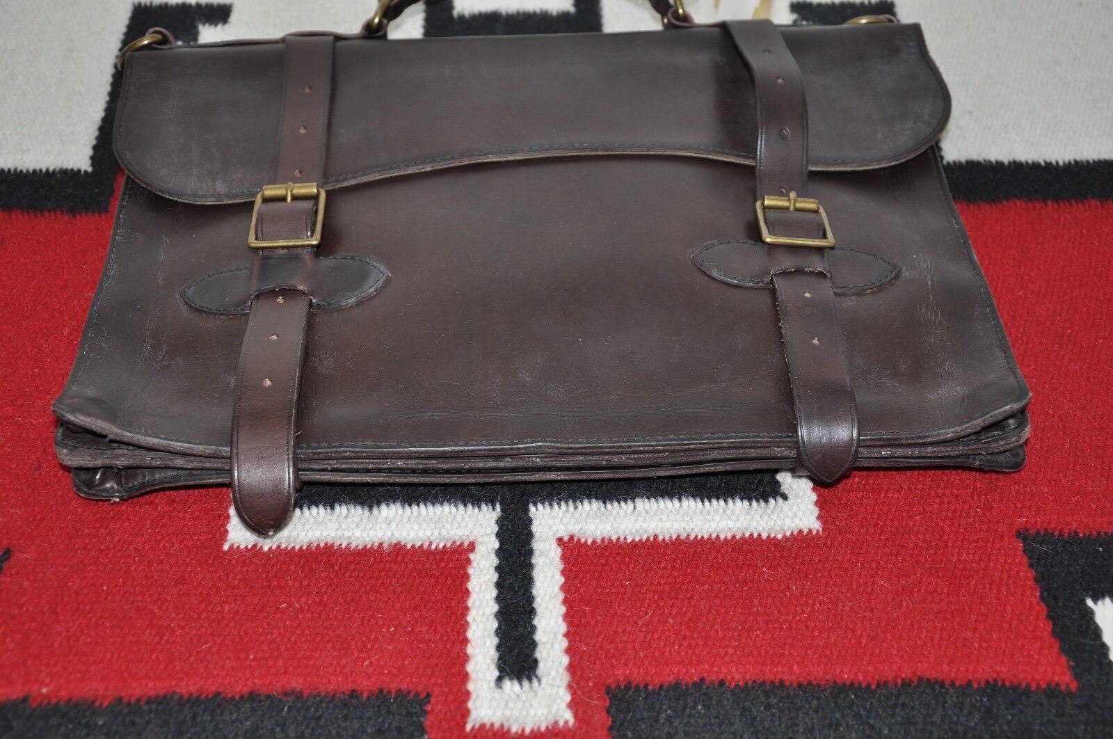 Ralph Lauren RRL Distressed Brown Leather Briefcase Messenger Bag