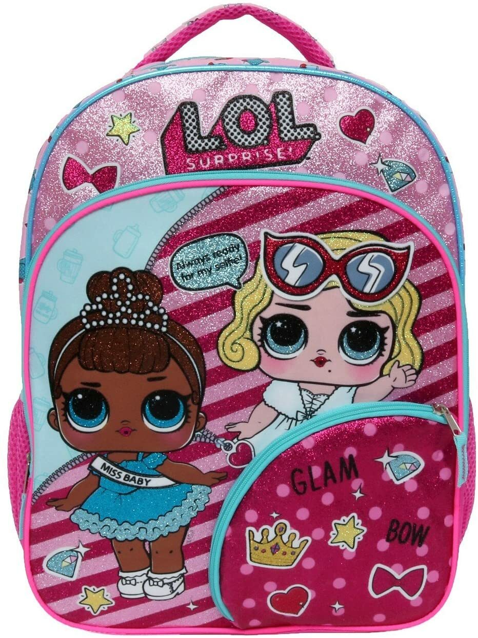 LOL Surprise Lets Be Friends L.O.L. Girls Large 16″ Backpack Sparkling Pink New