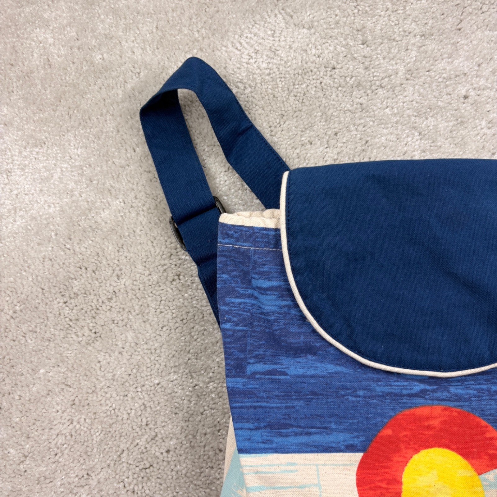 Colorado Flag Canvas Backpack Bag Tote Flap Drawstring Closure Festival