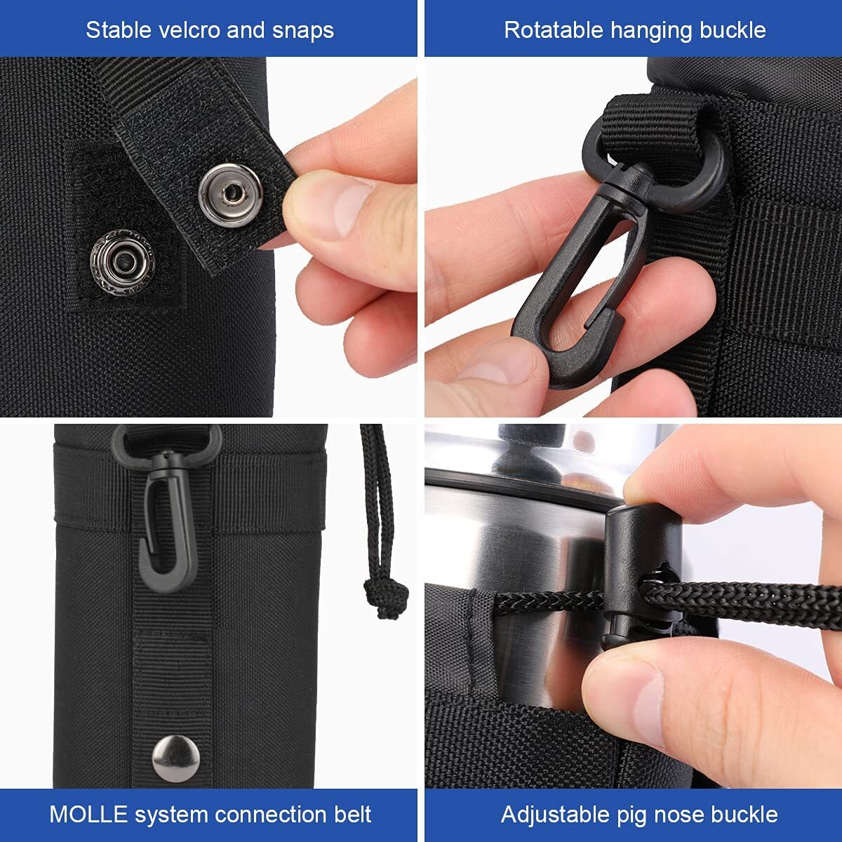 Tactical Molle Nylon Water Bottle Pouch Holder for Outdoor Travel Kit Kettle Bag