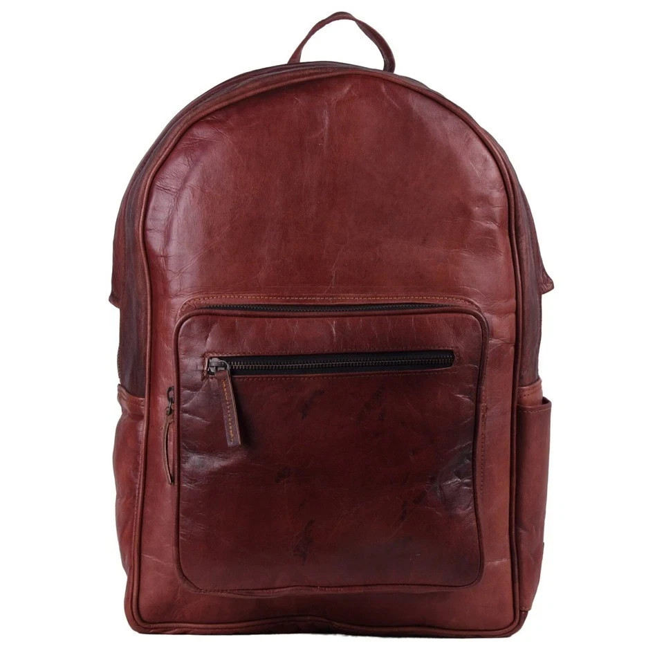 Leather Bag Backpack Messenger Laptop Dark Brown 17 Inches Handmade World