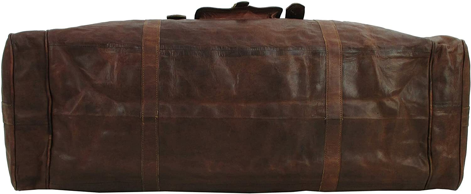 VINTAGE VERY VERY LARGE GENUINE LEATHER HOLDALL TRAVEL WEEKEND DUFFEL BAG TAN