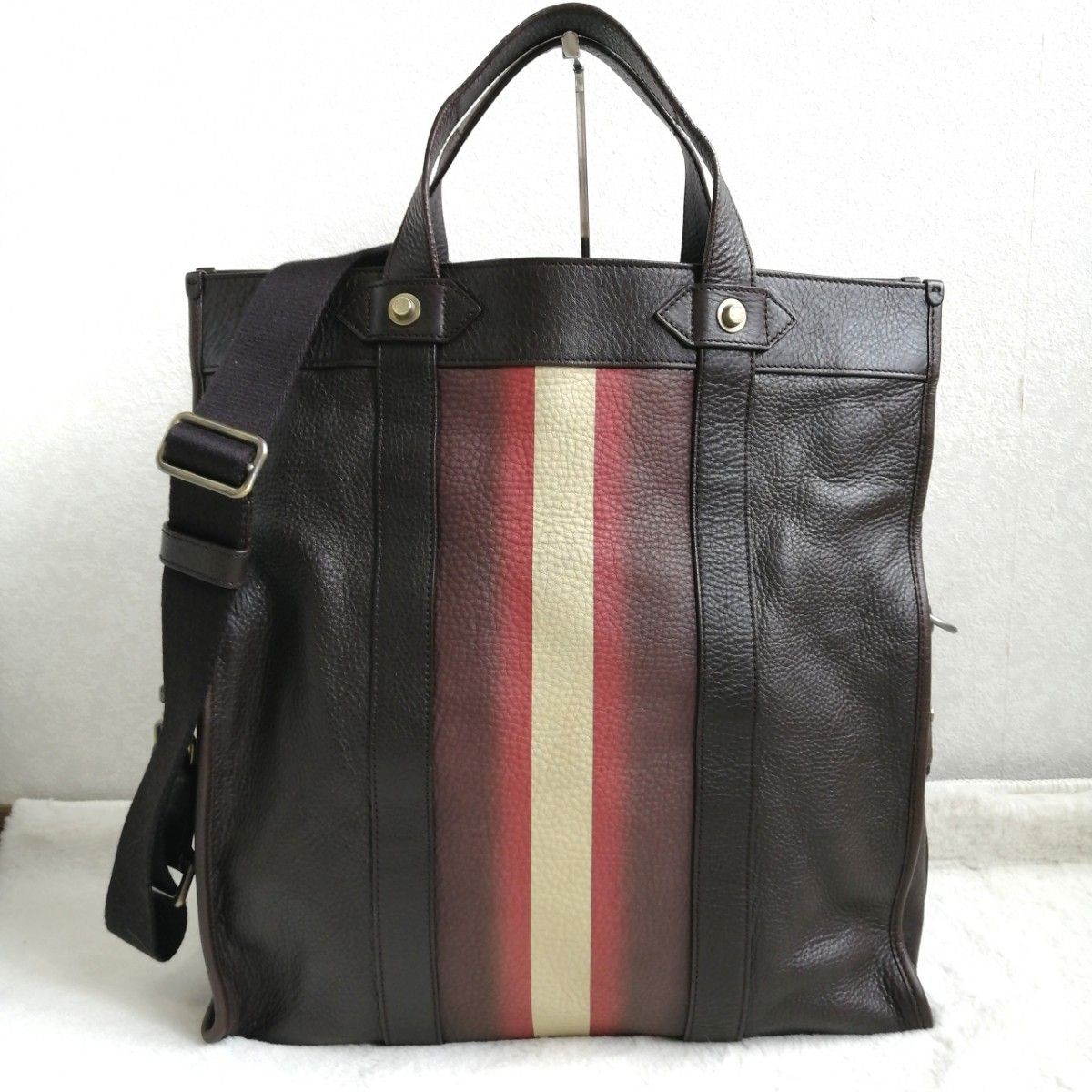 Bally Tote Bag Shoulder Bag Trespo Leather Brown Large Capacity 43.5×39.5x12cm