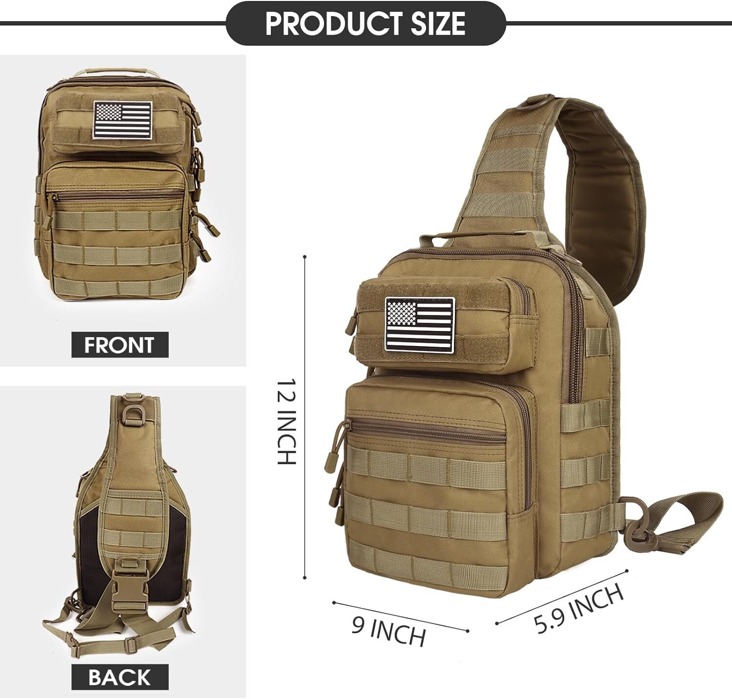 Tactical Sling Bag Military Rover Shoulder Backpack EDC Molle Assault Range Bag