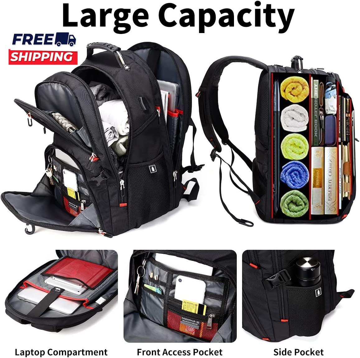 Extra Large 50L Travel Laptop Backpack with Combination Lock College High School