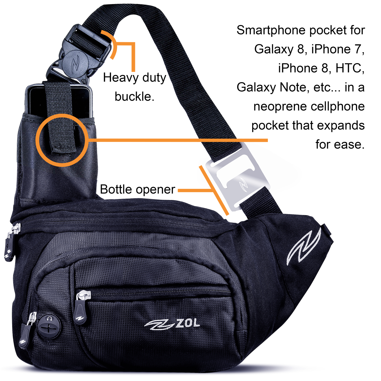 Zol Cross Bag for Tablet 7″-8″ Ipad Mini, Galaxy Tab, Kindle with Bottle Opener