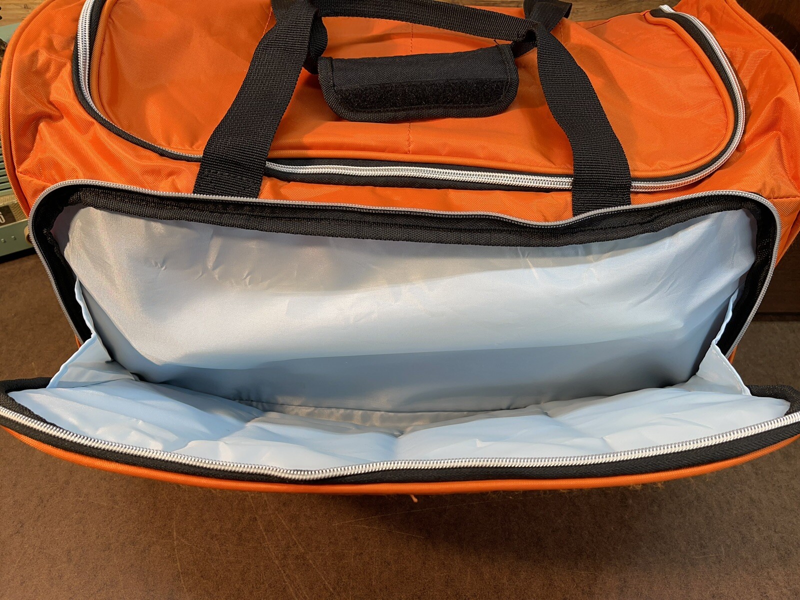 Rare Tommy Hilfiger Spellout Black and Orange Duffel Gym Bag 21 inches Long
