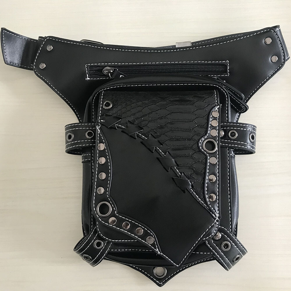 New PU Leather Gothic Steampunk Rock Punk Shoulder Crossbody Leg Waist Bags
