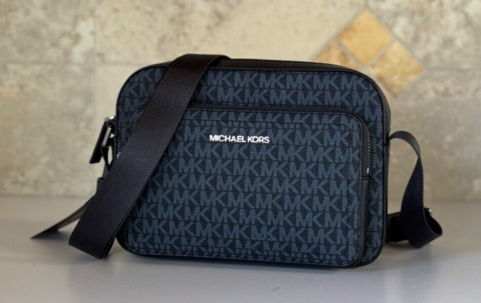 MICHAEL KORS COOPER EAST WEST SHOULDER CROSSBODY FLIGHT BAG ADMIRAL/PALE BLUE