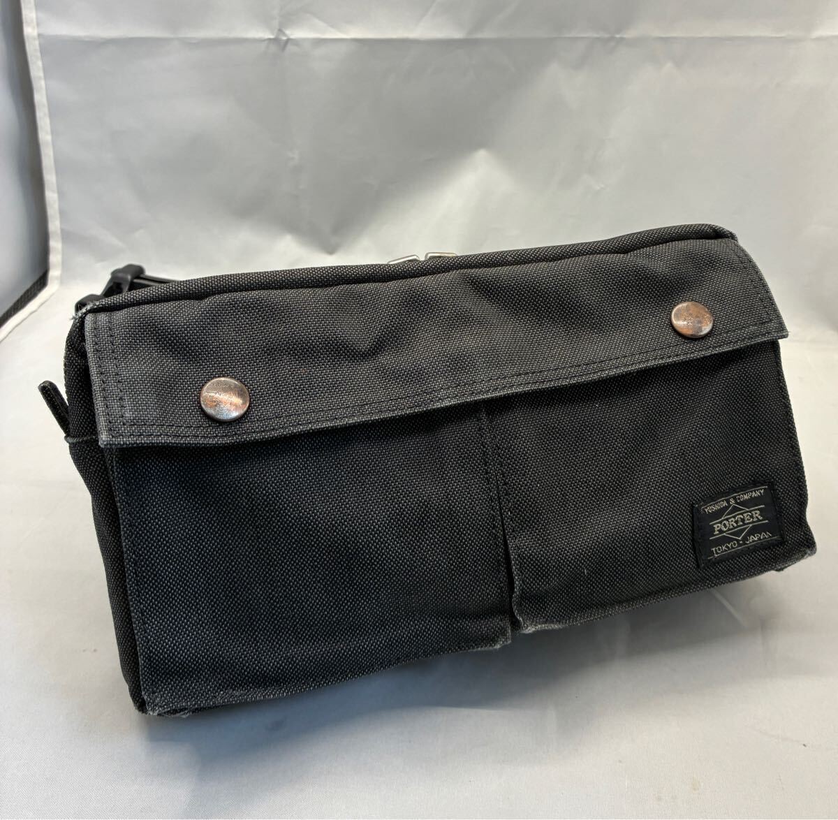 PORTER Smoky Hip Bag Waist Bag Waist Pouch Black Compact Size W24cm H14cm D4cm