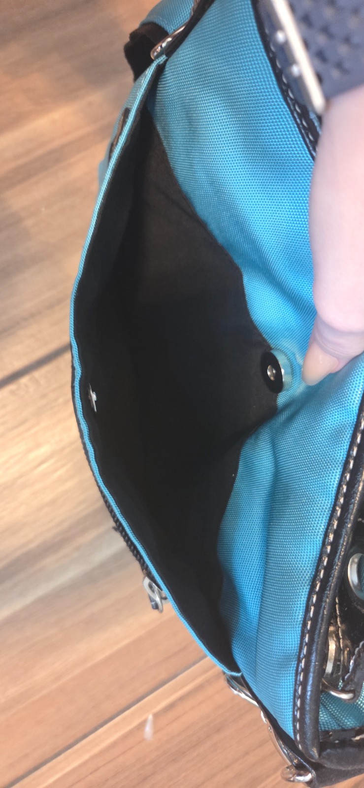 Medium Teal Nylon Unisex Crossbody Bag with Adjustable Strap