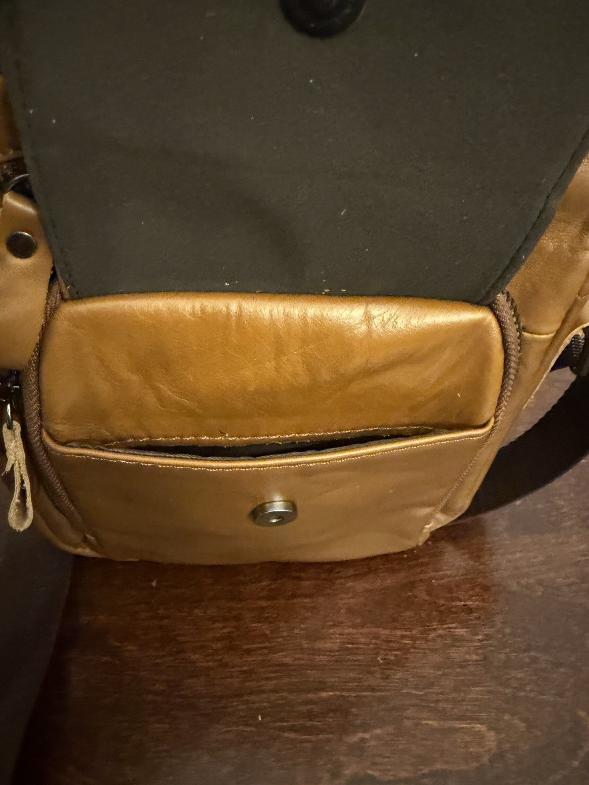 Bull Captain Leather Shoulder Crossbody Bag Messenger Adjust Strap Camel Brown