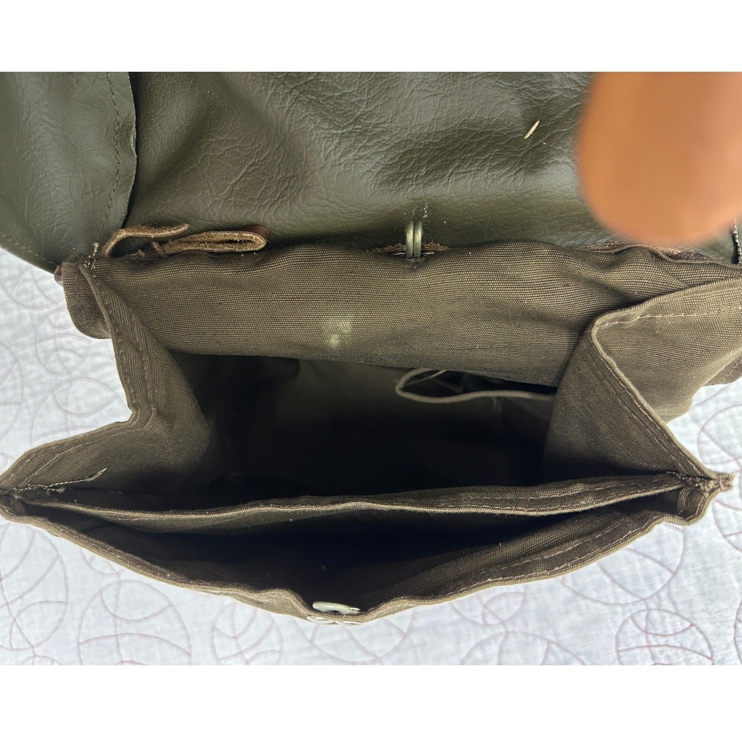 VTG Swiss Army A. Jacot Sellier Bread Bag Haversack Olive Green Canvas Leather