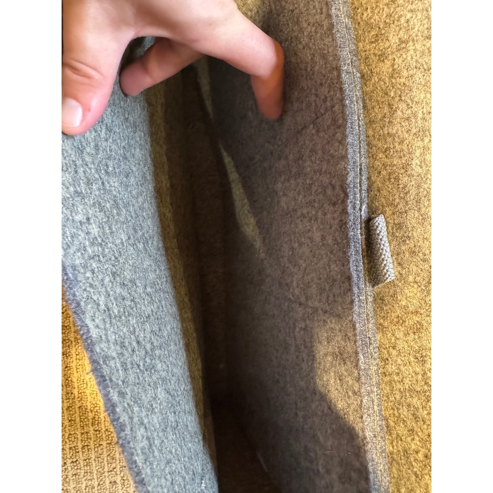 Grey Felt Satchel Messenger Bag Two Tone Buckle Strap Shoulder Bag