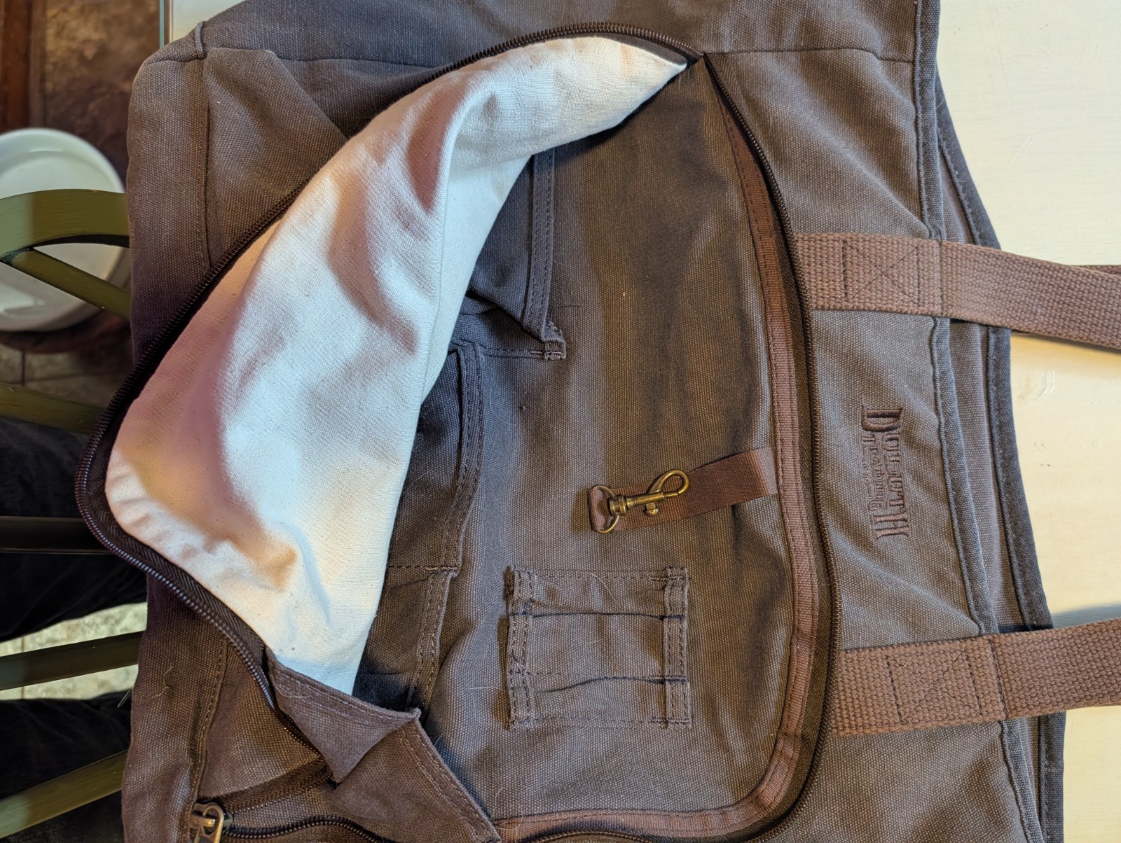 Duluth Trading Co. deep purple Large Tote Bag Zip Closure Inner Outer Pockets