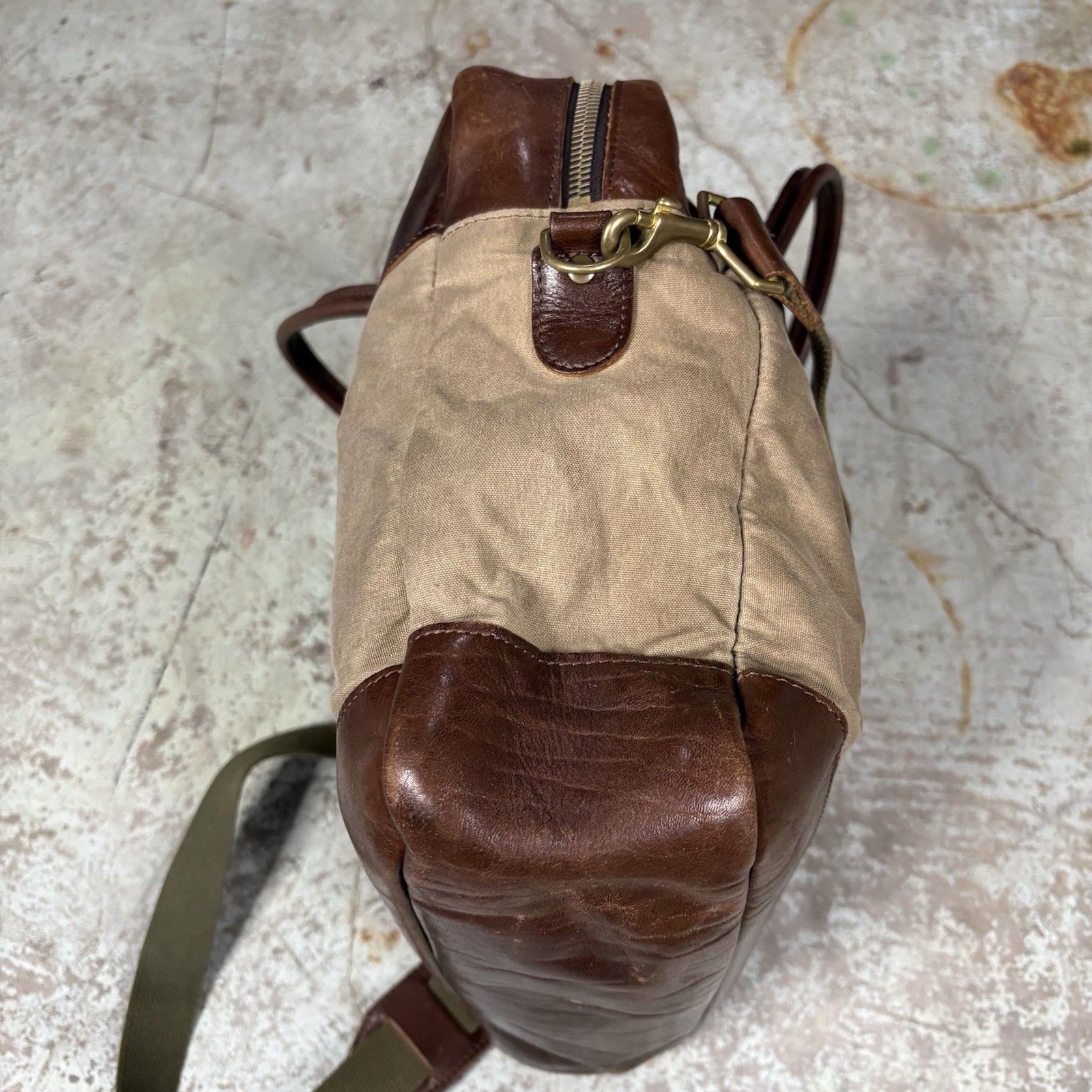 BILLYKIRK x J. Crew Style No. 237FTN Leather And Canvas Laptop Bag Green/Brown