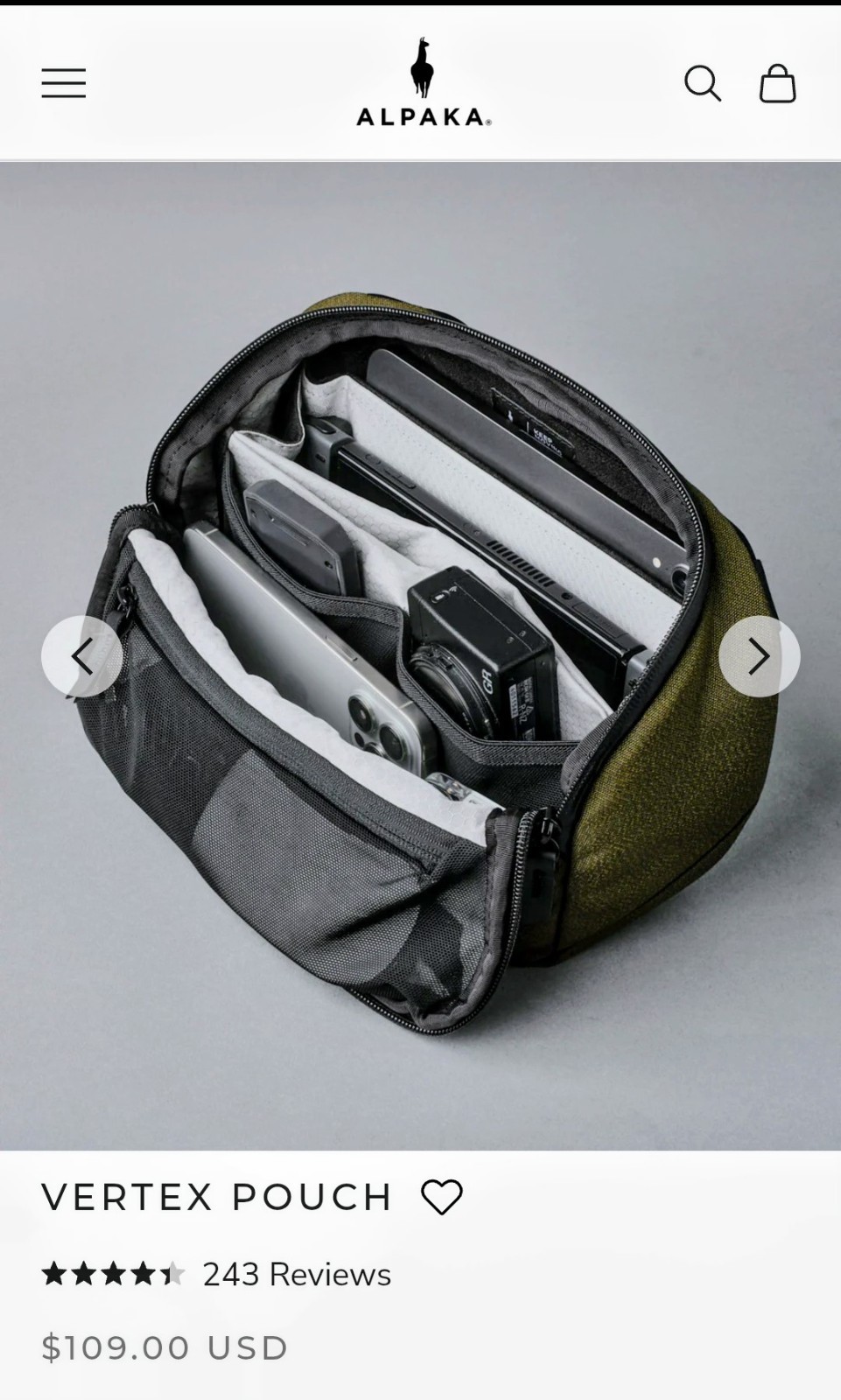 Alpaka Vertex Pouch All-in-One Sling Bag, Tech Pouch, Black, NWOT