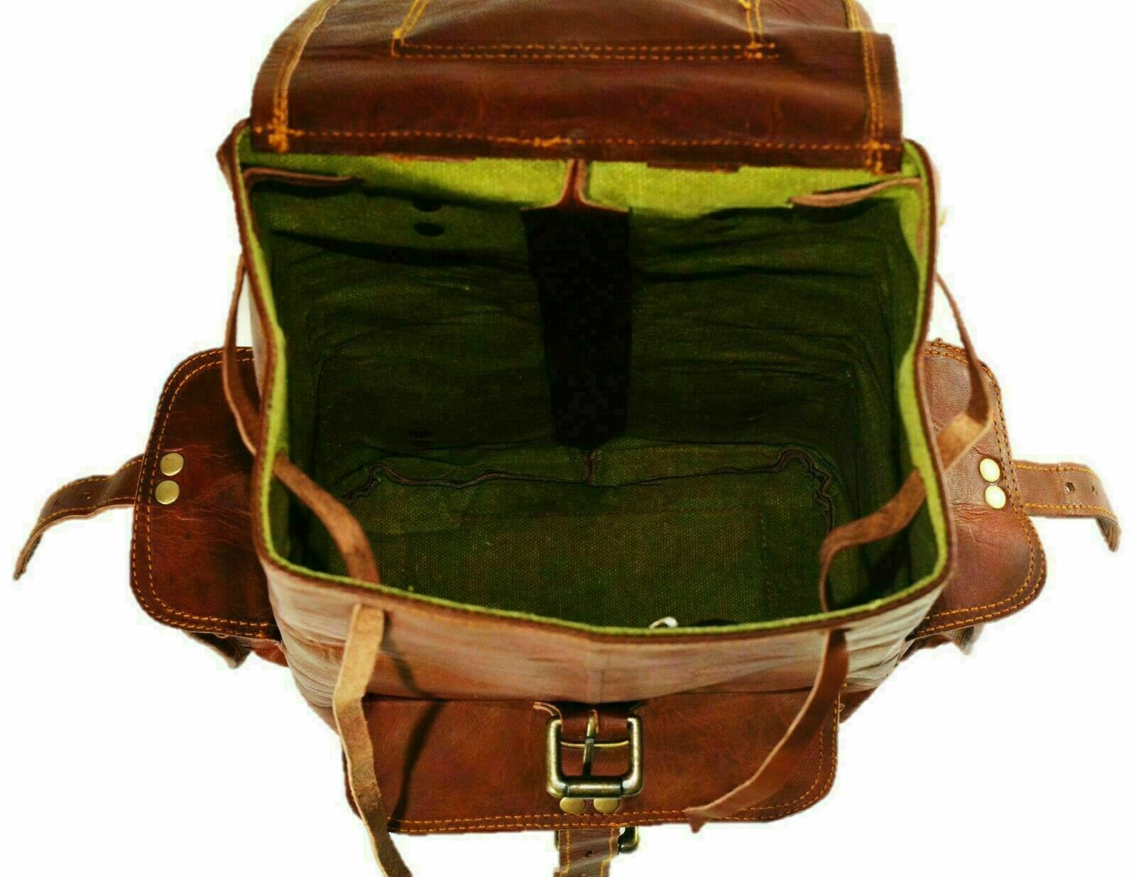Handmade 18″ Backpack Genuine Vintage Goat Leather Laptop Rucksack Travel Bag