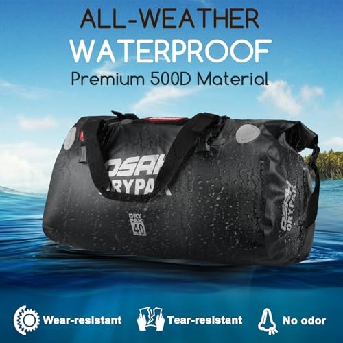 Waterproof Duffel Bag – Motorcycle Dry Bag Tail Bag with Large 40L Black