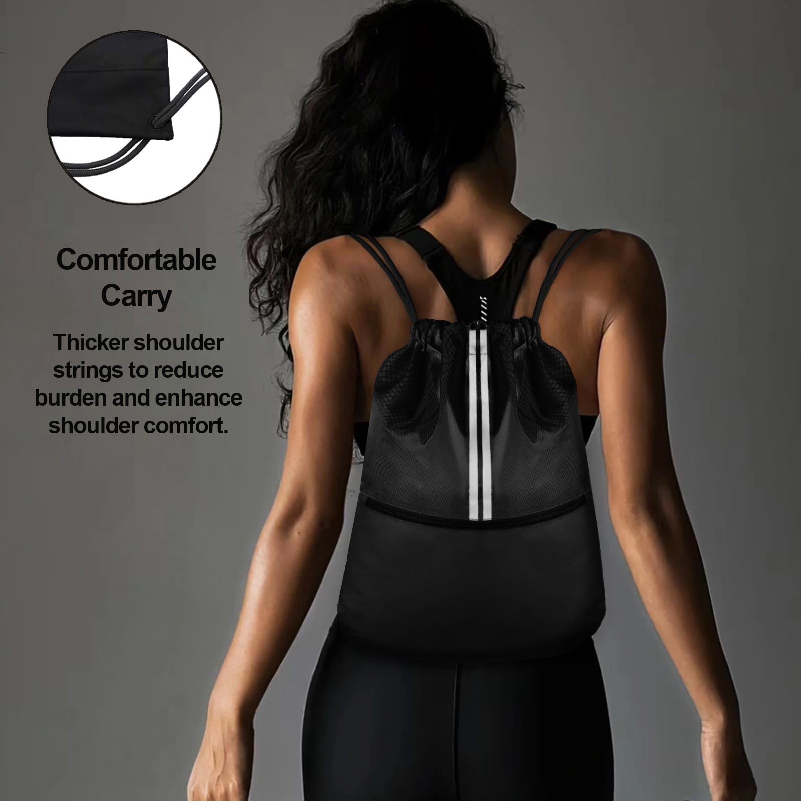 Drawstring Backpack Sports Gym Bag, Draw String Back Bag for Men Women, Lightwei