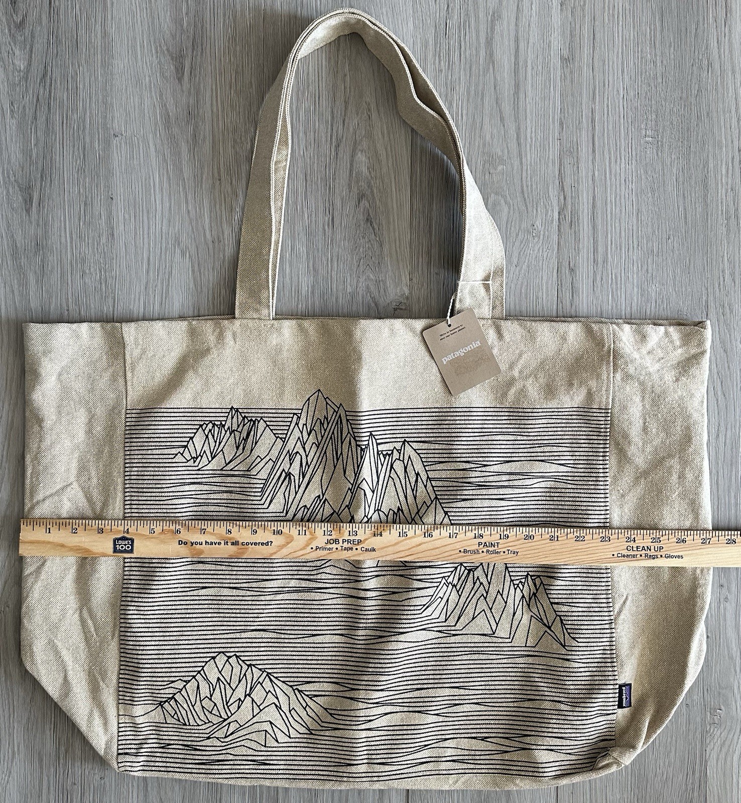 Patagonia Tote Bag Fitz Roy Mountain Extra Large Canvas Eco Beach Grocery NWT