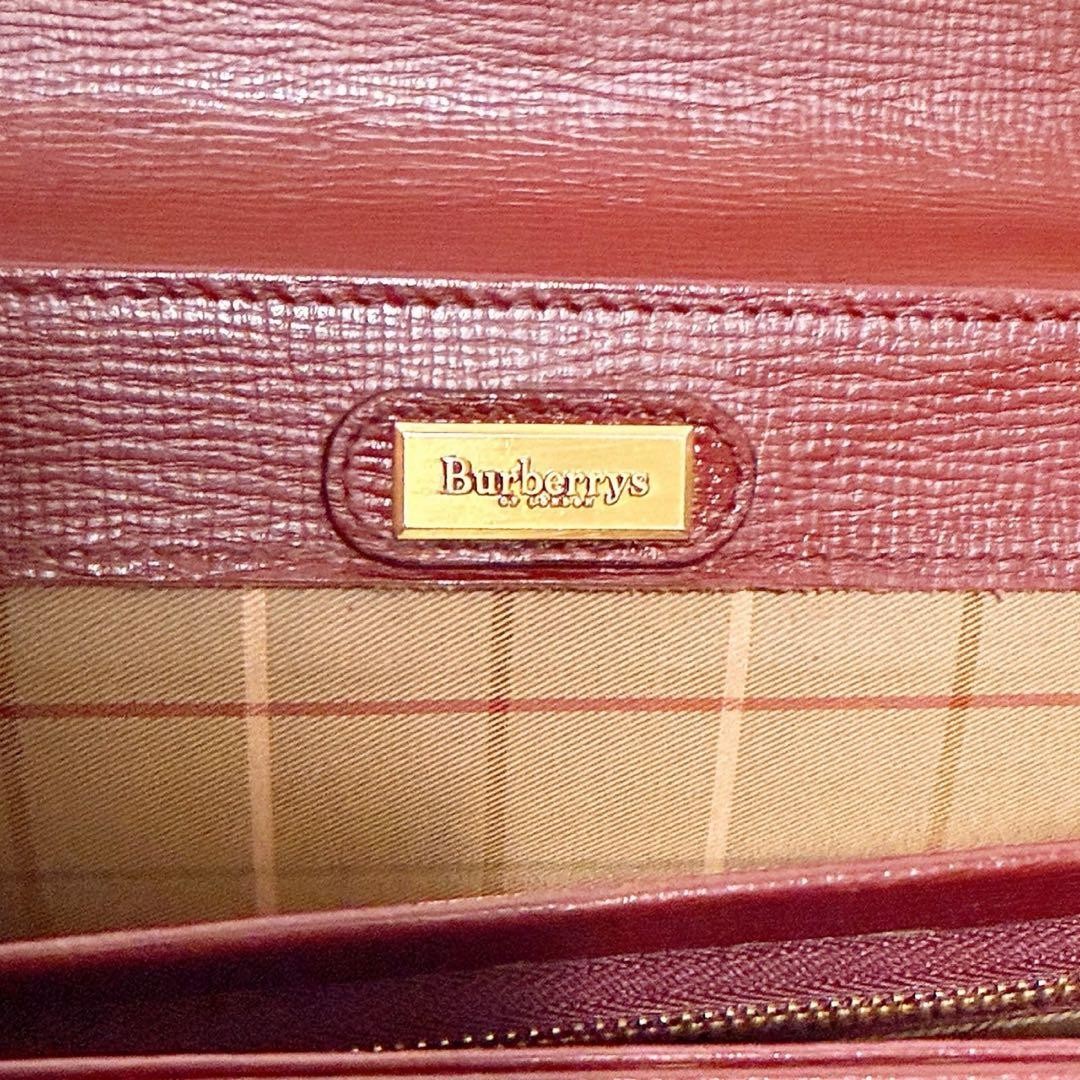 Authentic Burberrys All Leather Business Briefcase 28cm x 38cm x 9cm, Burgundy