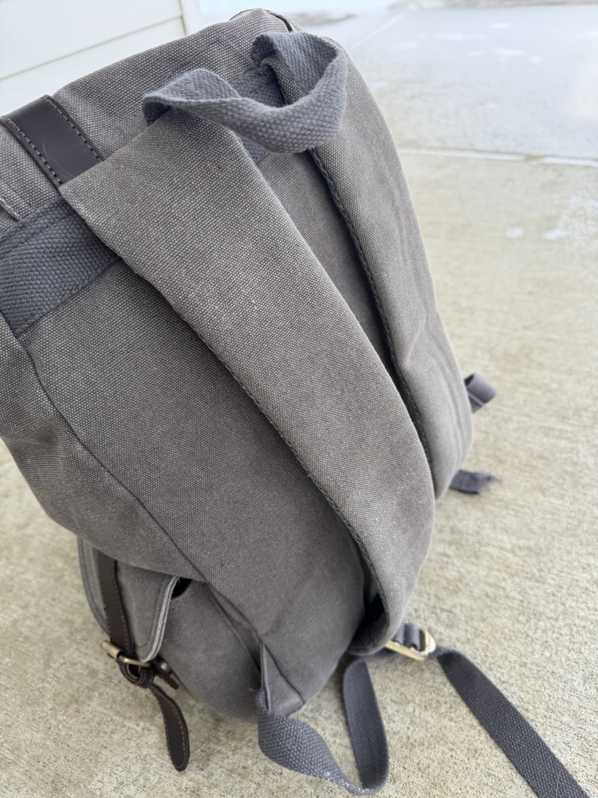 KAUKKO Men’s Gray Canvas Backpack Travel Hiking Camping Rucksack Laptop Bag