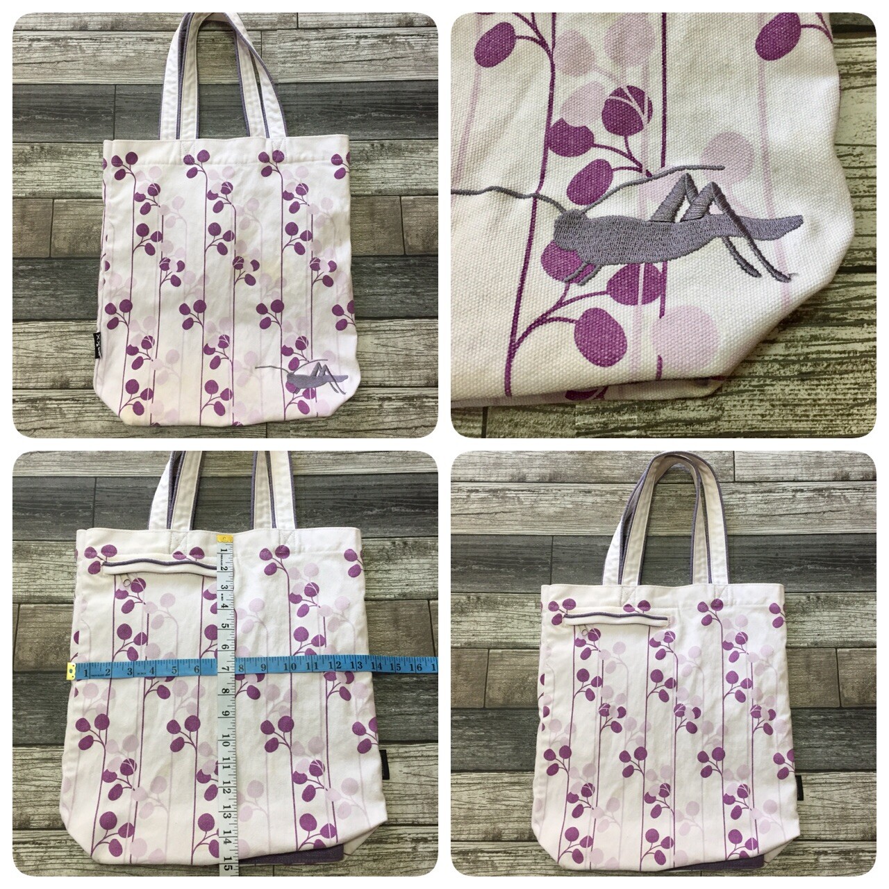 Mixx Tote Bag Canvas Shopper Floral White & Lavender (Read Details)