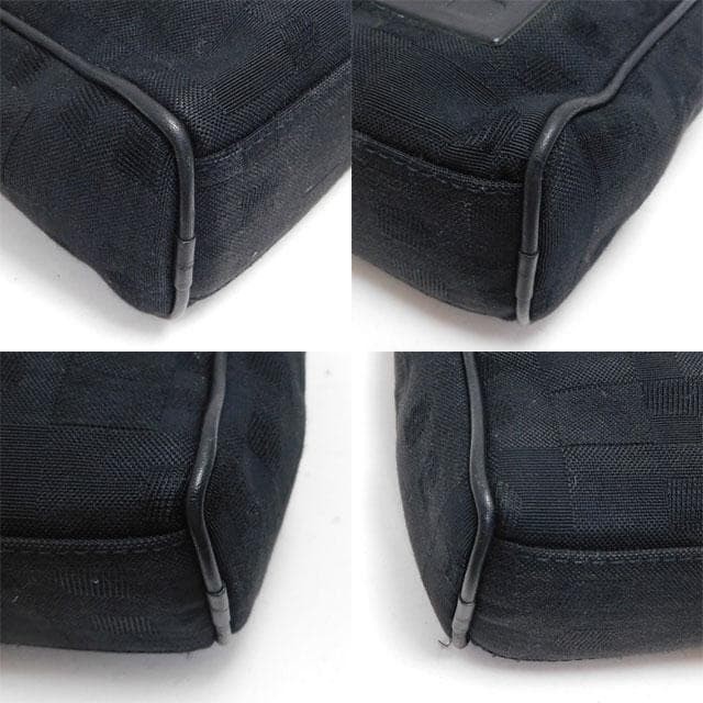 Authentic Bally Shoulder Bag Crossbody Messenger Bag Canvas Leather Black 16cm S