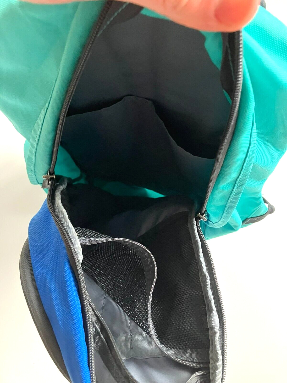 NIKE Blue/Green ATHLETIC BACKPACK Swoosh Travel Hike School Track Gym Gear Bag