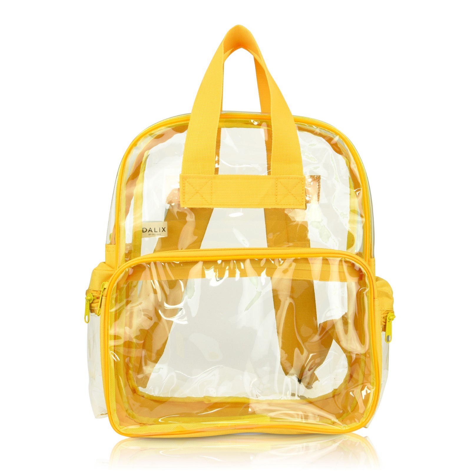 DALIX CLEAR BACKPACK TRANSPARENT PVC SCHOOL SECURITY GOLD FREE SHIPPING