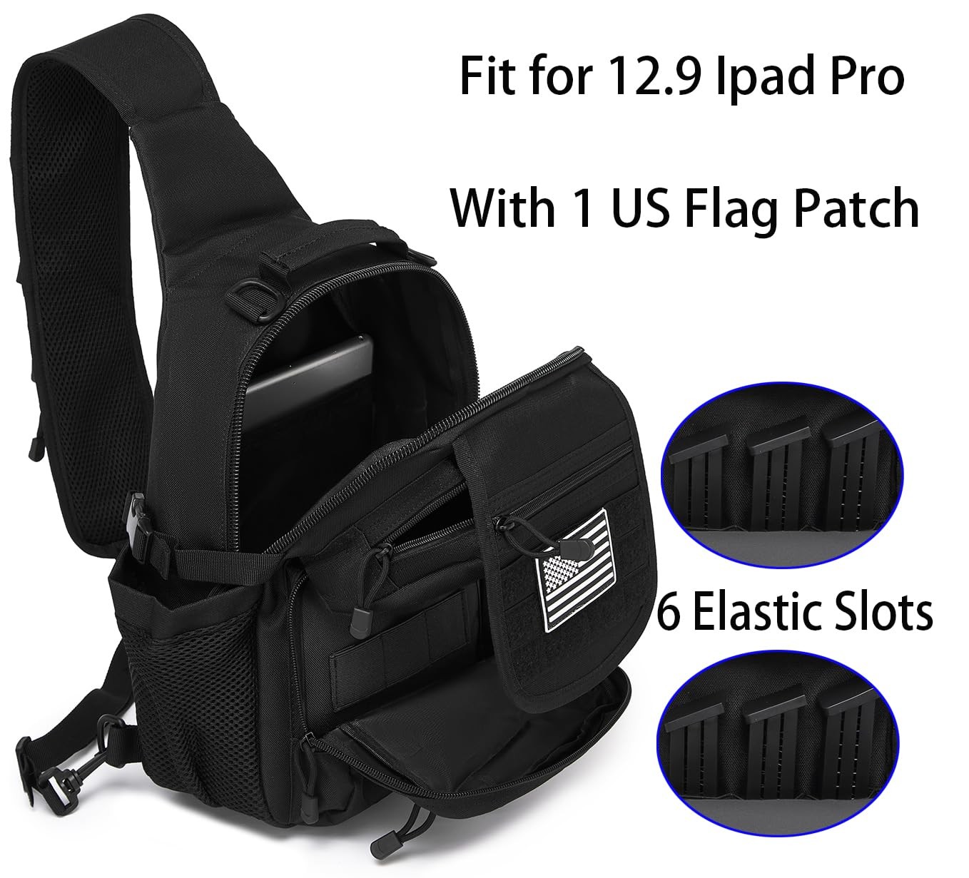 Tactical Sling Crossbody Bag Holster Shoulder Backpack 15L Water Bottle Holde…