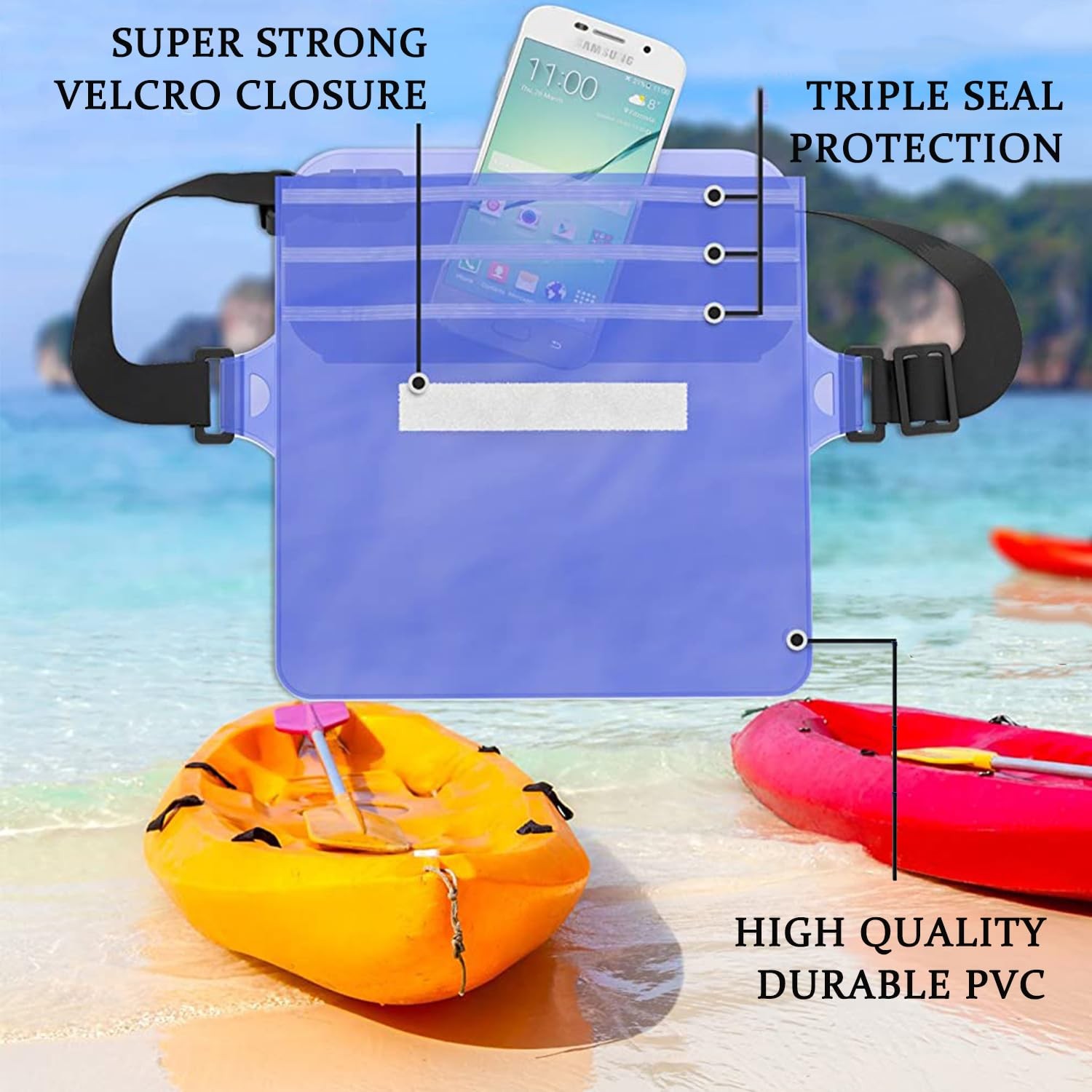 CADONO 2-Pack Waterproof Pouch with Adjustable Waist 8.6*5.9 inches, Black