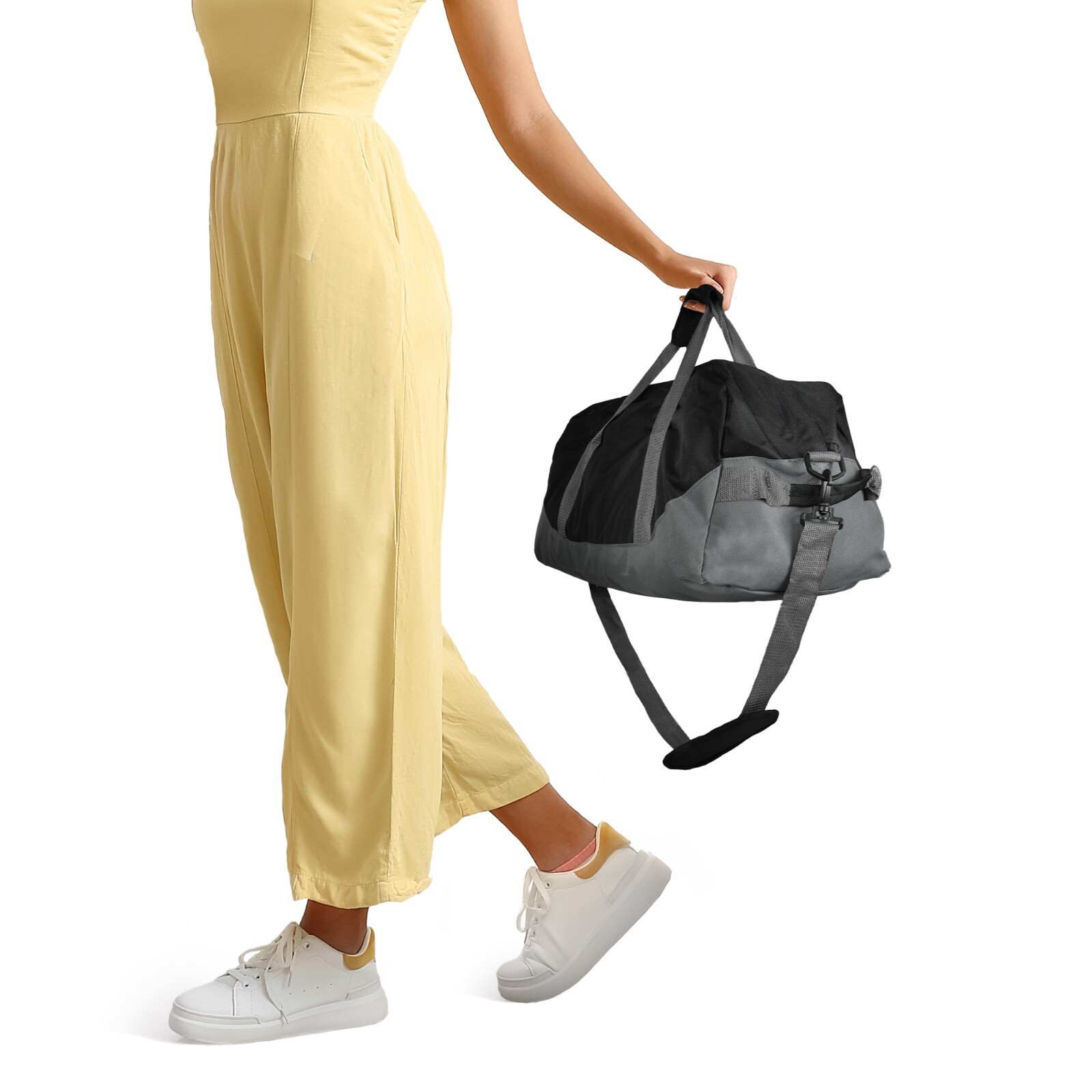 DALIX 21″ Sling Duffle Duffel Ditty Bag Sports Gym Bag Travel Black/Gray