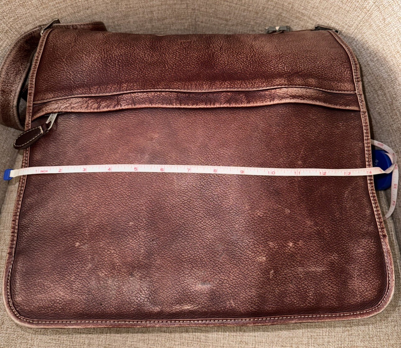 Vintage Brown Leather Distressed Briefcase Messenger Bag Made In Colombia