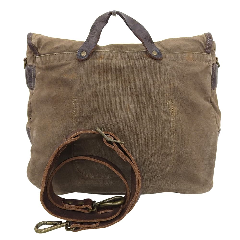 RRL Double RL Canvas Leather Messenger Bag Shoulder Men Brown Metal Ralph Lauren