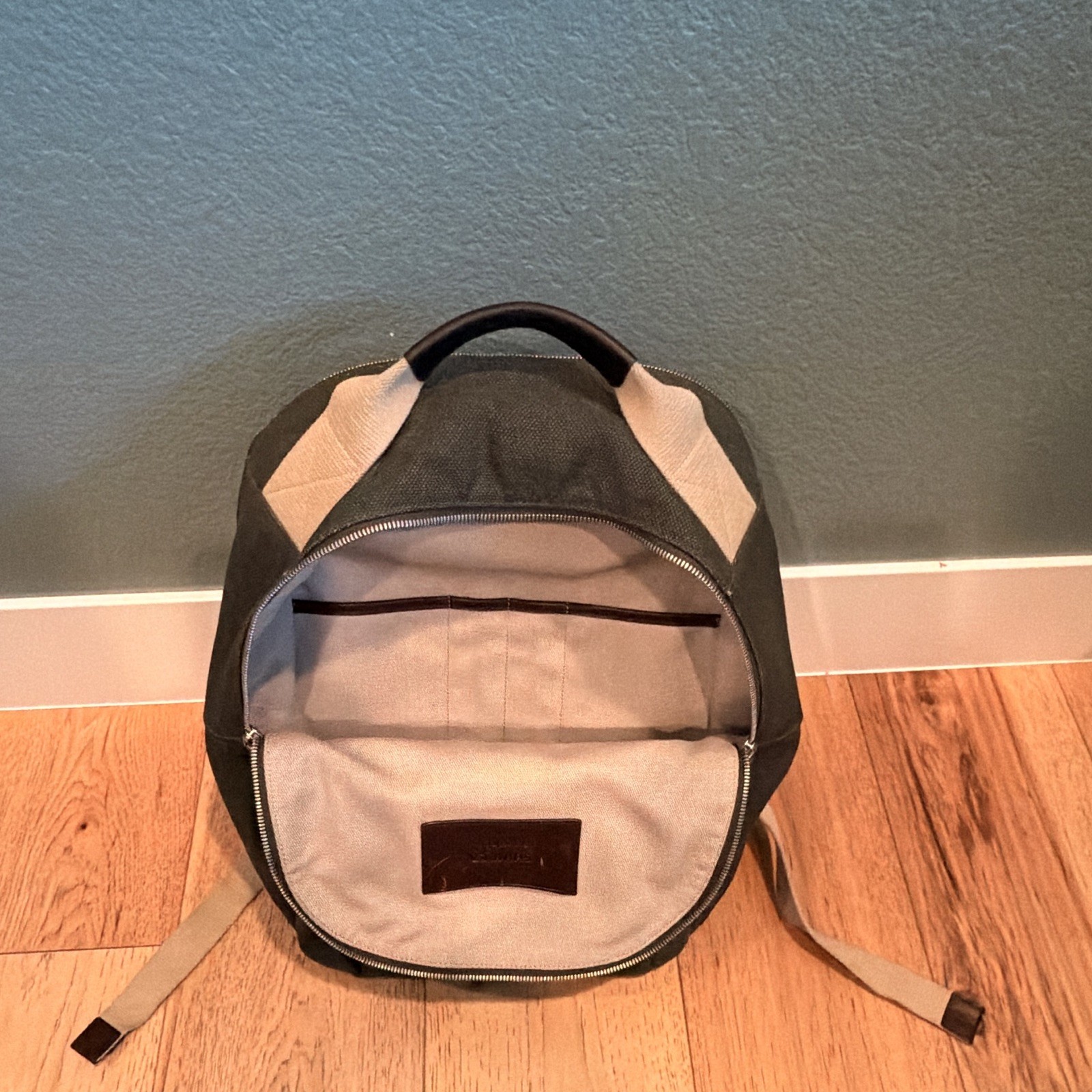Shinola Canvas Backpack, Green & Beige