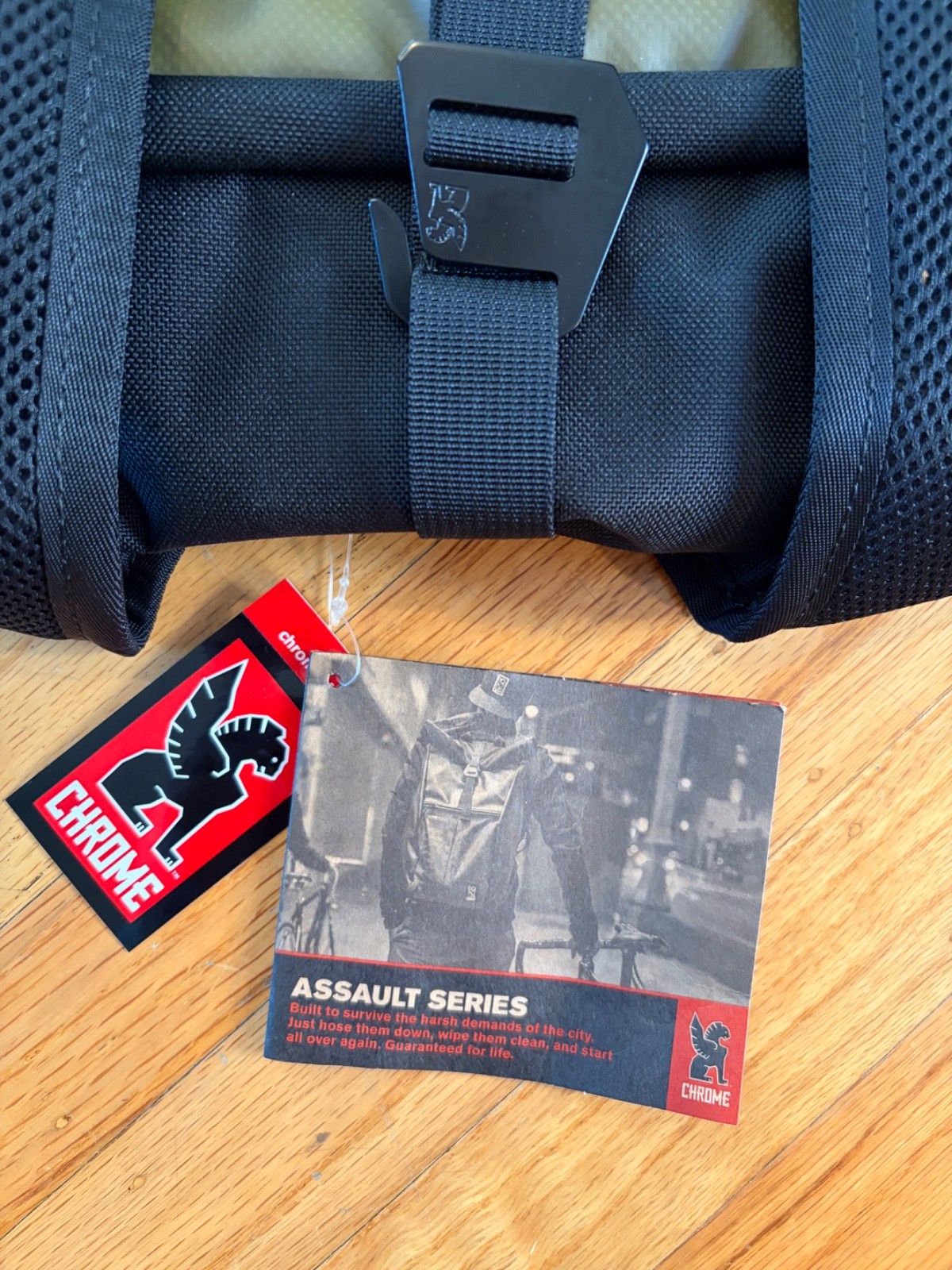 Chrome Assault Series water resistant rolltop backpack