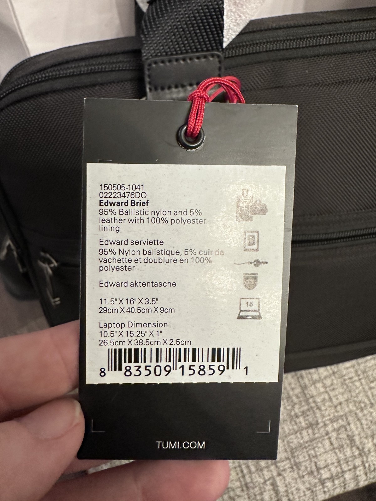 *Brand New* Tumi ‘Edward’ 16″ Briefcase Laptop Bag Ballistic Nylon