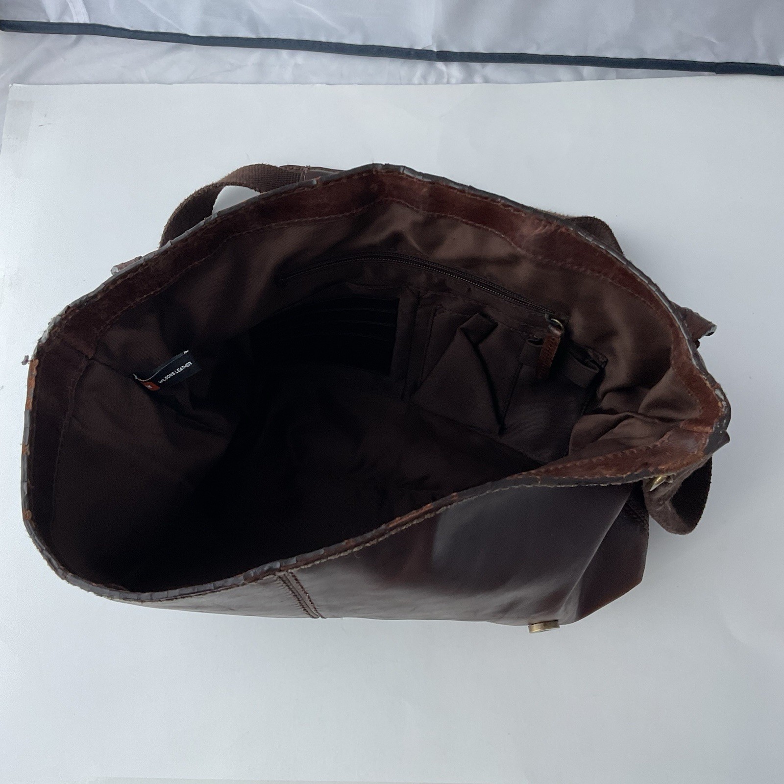 Vintage Distressed Wilsons Leather Brown Single Flap Messenger Bag Commuter Tote