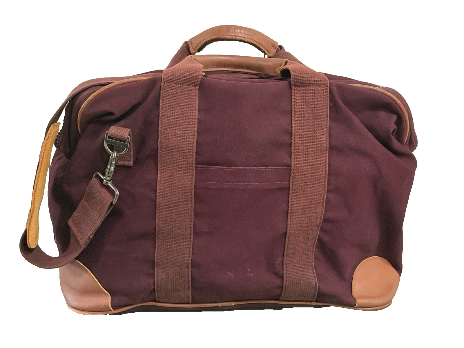 Lands End Bag Heavy Canvas Leather Duffle Deluxe Square Rigger Burgundy USA